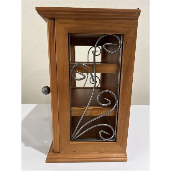 Curio Cabinet Wood Open Metalwork Scroll SPI San Francisco USA Wall Mount Table - Picture 2 of 12